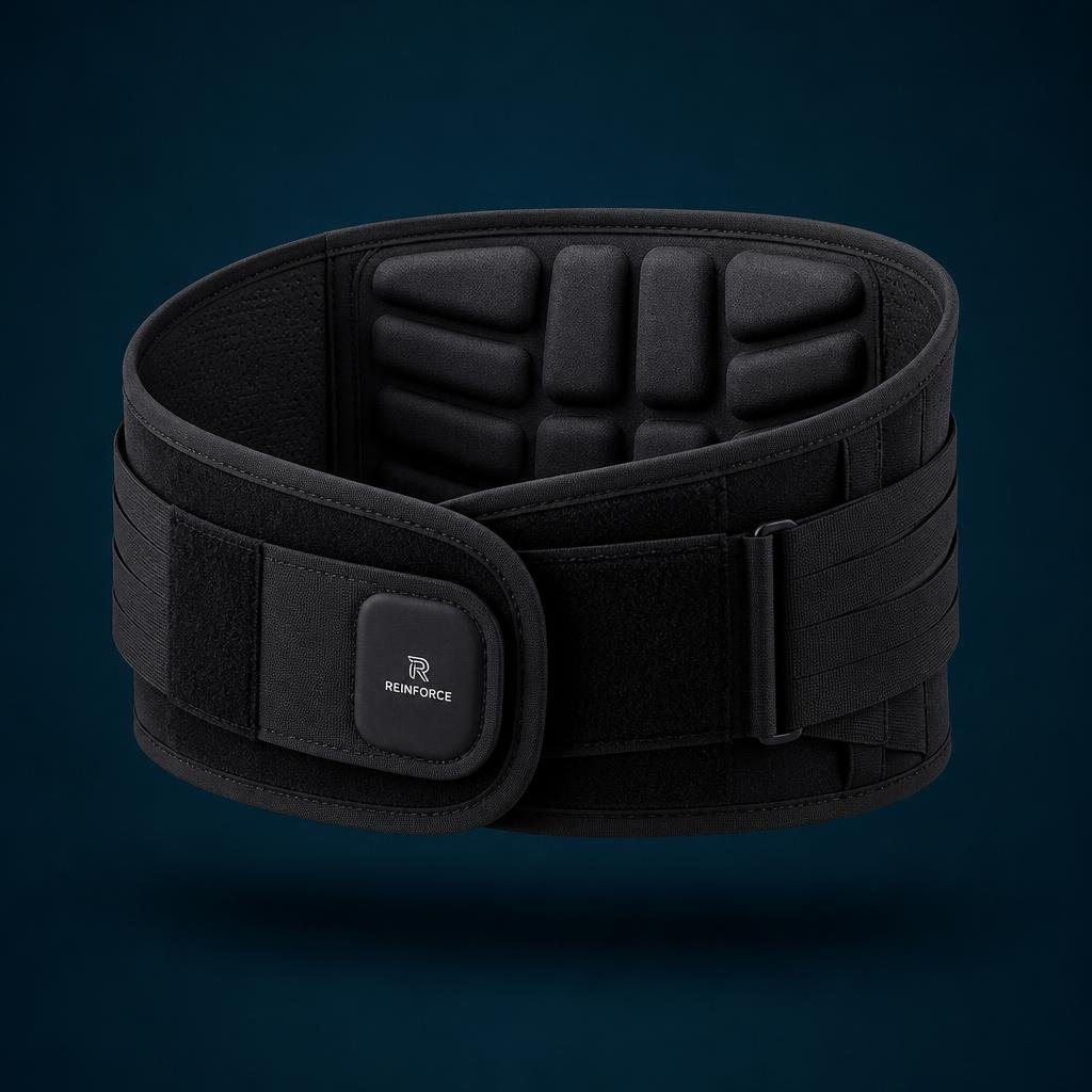 Faja lumbar negra con almohadilla 3D y correas ajustables